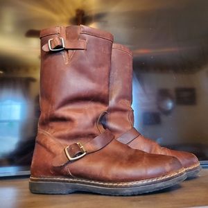 Vintage 80s/90s 70s-Revival Leather L.L.Bean Buckled Boots with Shearling Liner